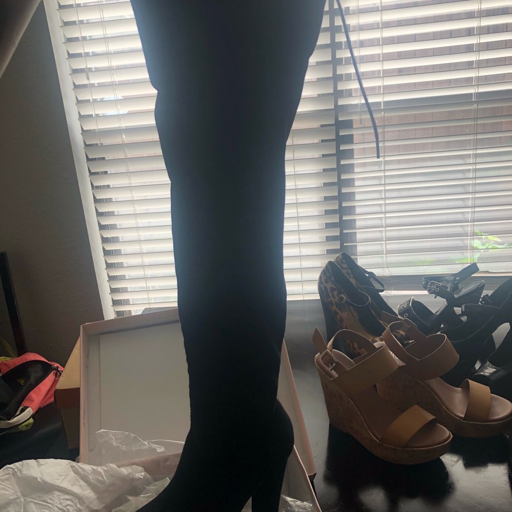 NEW IN BOX thigh-high velvet boots - NEVER WORN